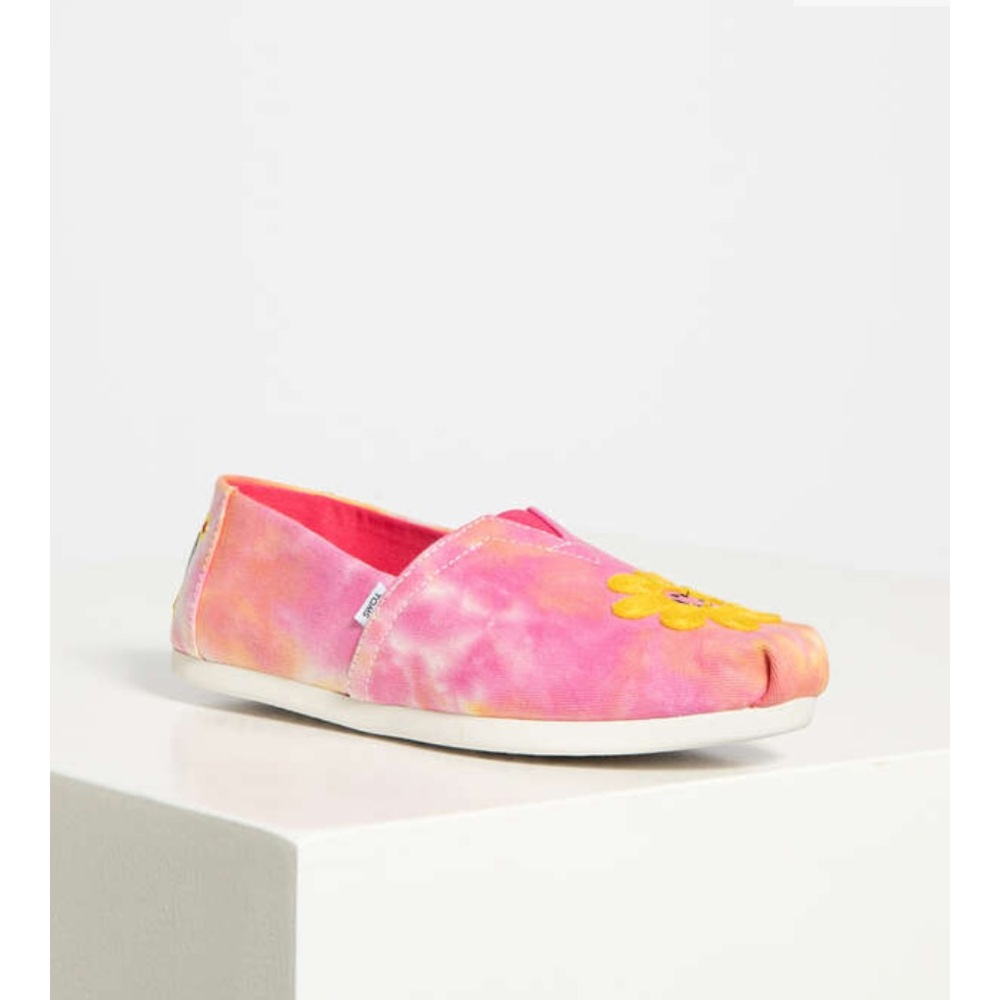Toms Womens Alpargata Fuchsia Rose Tie Dye Daisy Embroidery 9.5